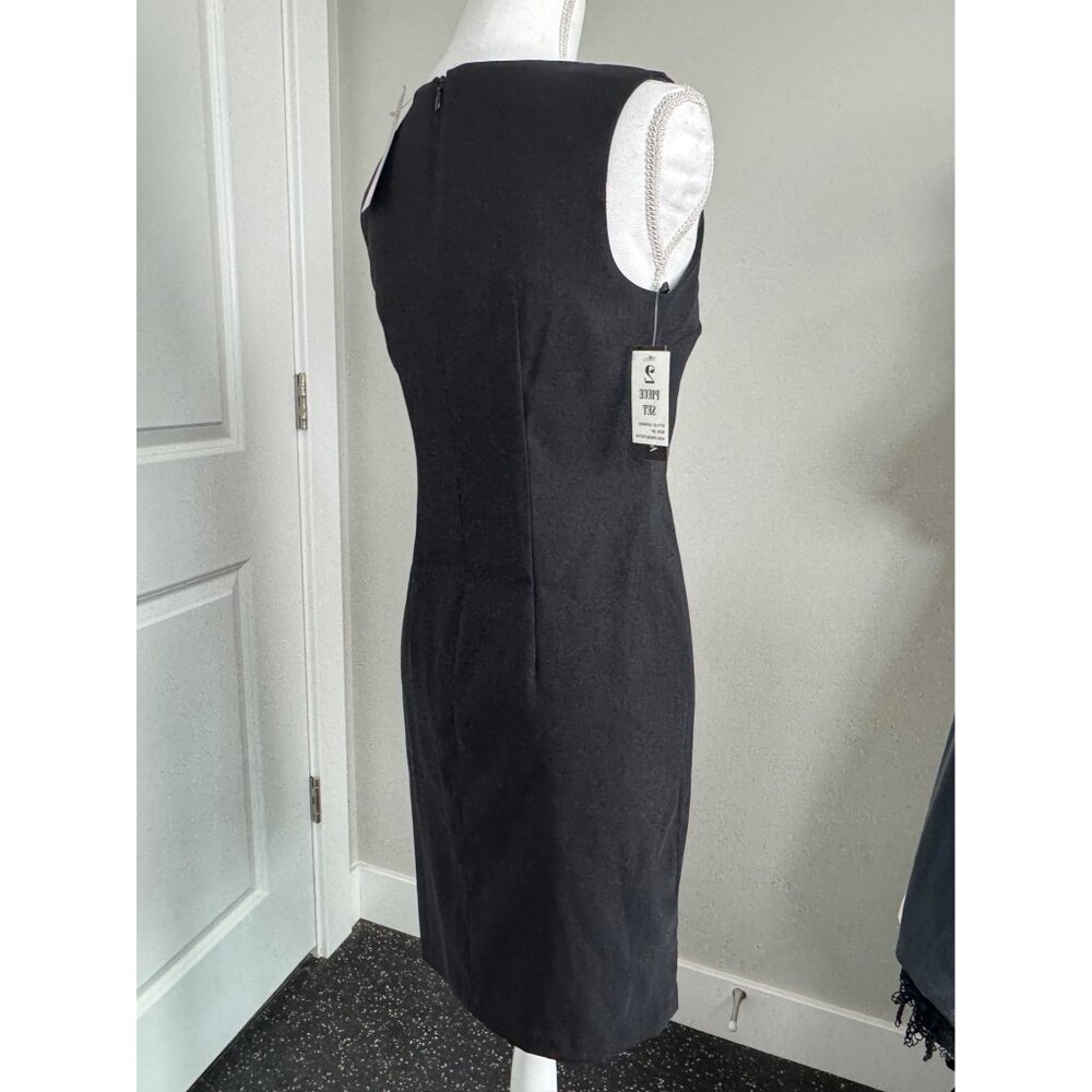AGB Petite 2-Piece Black Sheath Dress With Vibrant Abstract Print Bolero Jacket - Picture 6 of 16